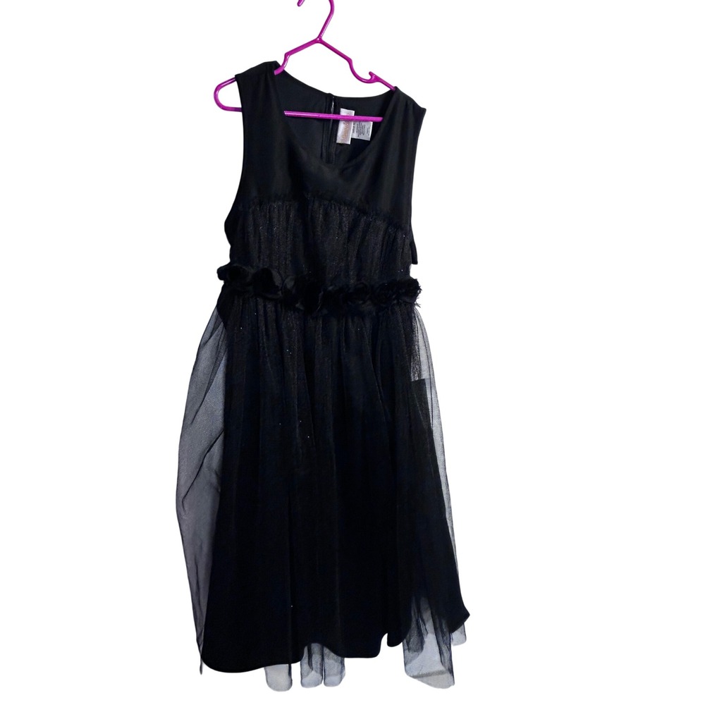 Jenny & Me Tulle Party Dress 16 Black Shimmer Rose Kids